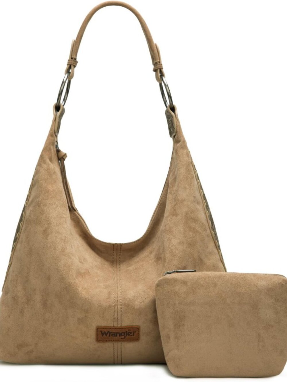Wrangler Suede Hobo Purse for Women Embossed Soft Slouchy Shoulder Bag 2Pcs Set